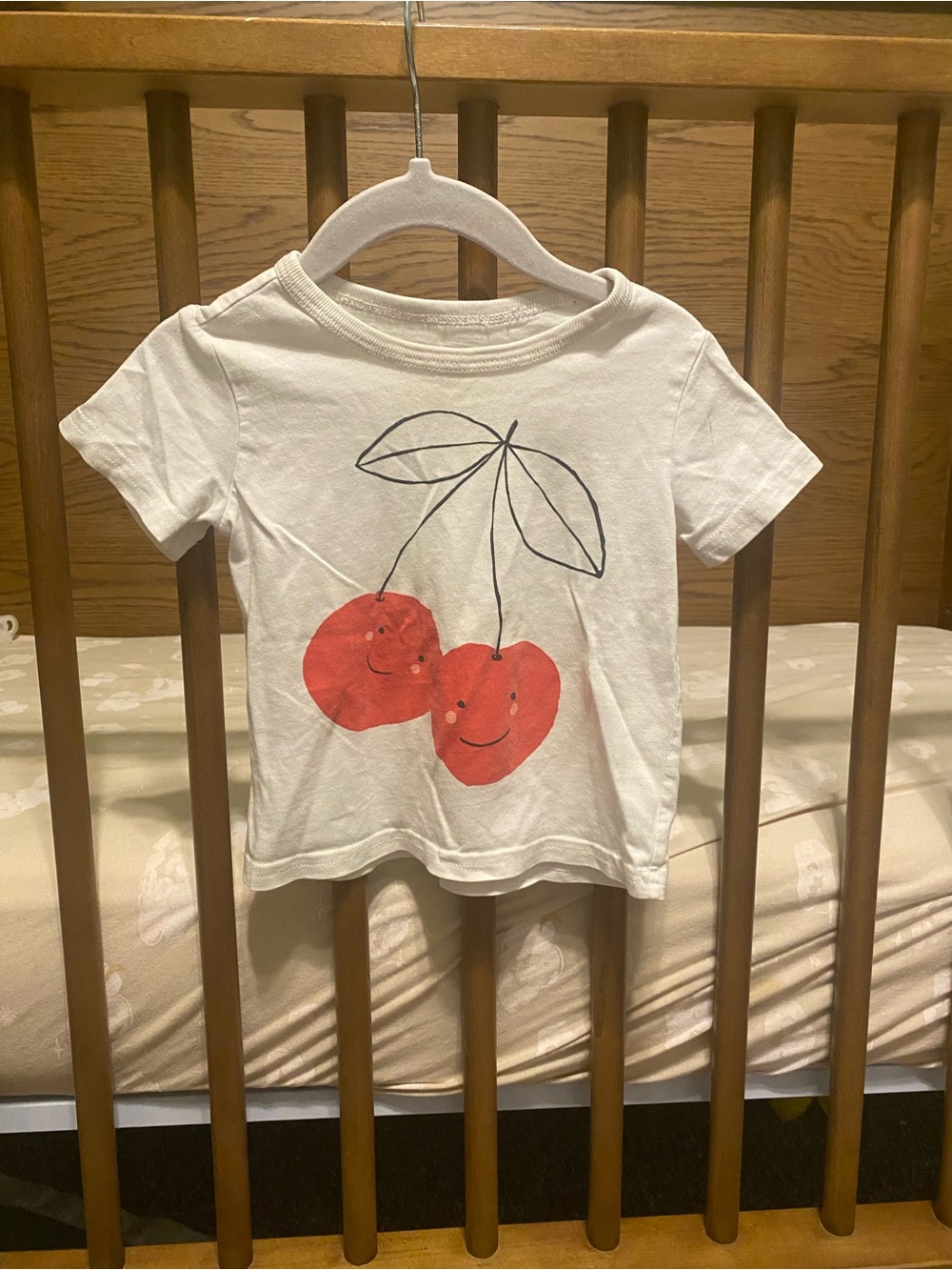Tea Collection Cream Short-Sleeve Tee with Smiling Cherry Graphic
